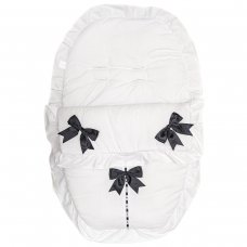 Plain White/Black Car Seat Footmuff/Cosytoes With Large Bows & Lace